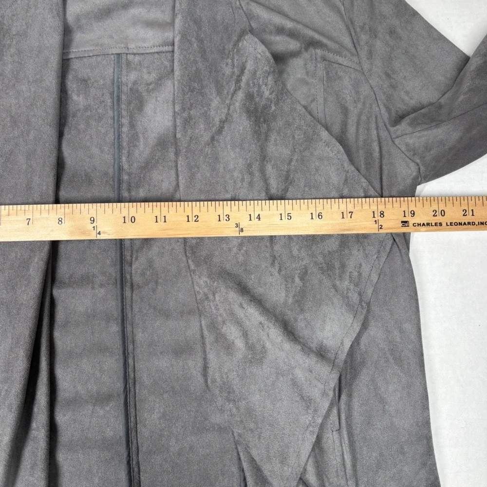 KUT from the Kloth Tayanita Faux Suede Drape Front Jacket Gray Medium Moto NWOT - Picture 4 of 8
